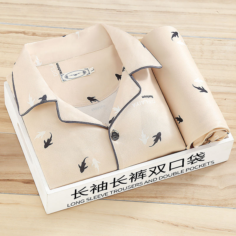 Pyjama Homme Printemps et Automne Vêtements à manches longues