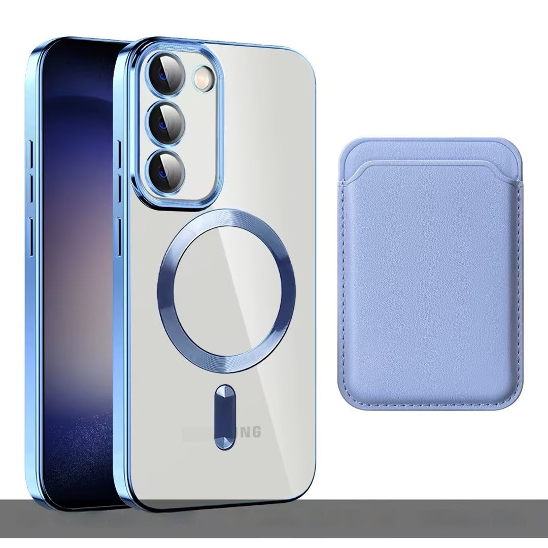 Porte-carte magnétique à électroplacage résistant à la chute Boîtier de protection pour téléphone portable