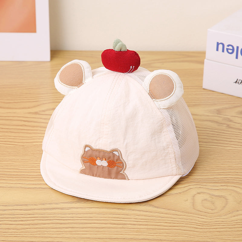 Cartoon pour enfants Chat brodé Patchwork décoratif Apple Tissu net Breat léger