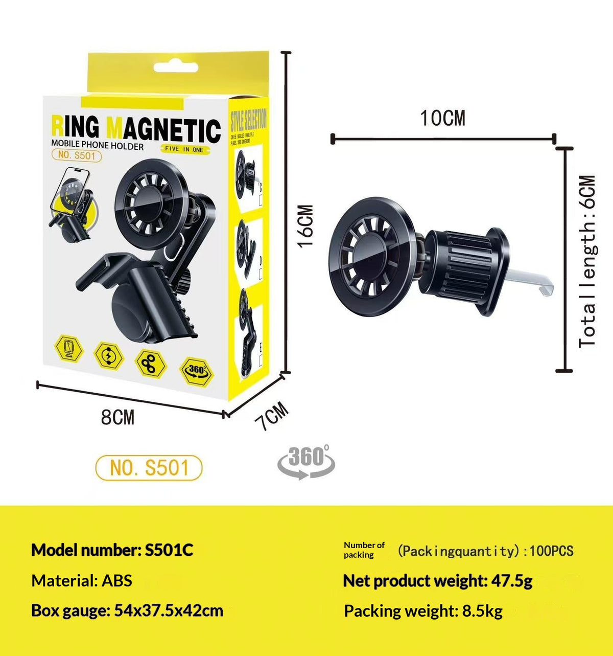 Support magnétique de téléphone de voiture