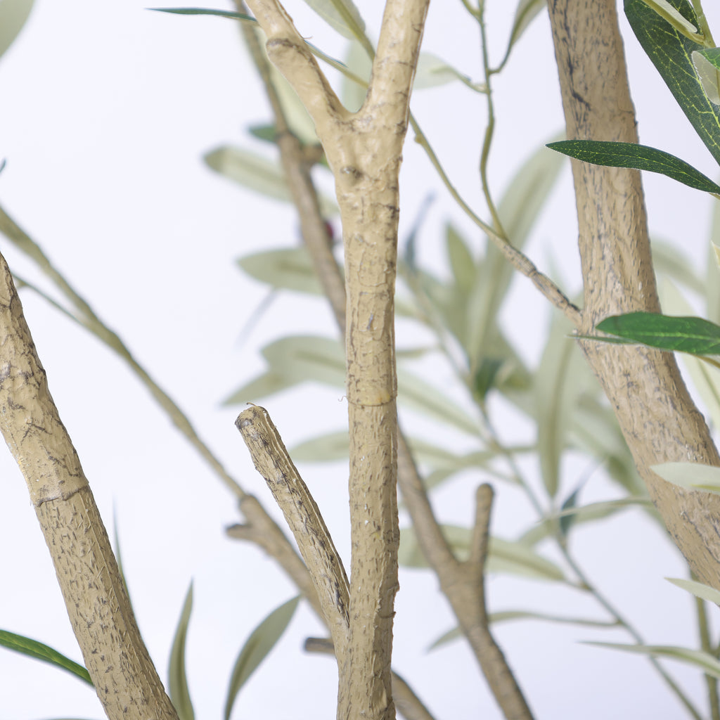 8FT Arbre d'olivier artificiel avec grand planteur blanc décoratif