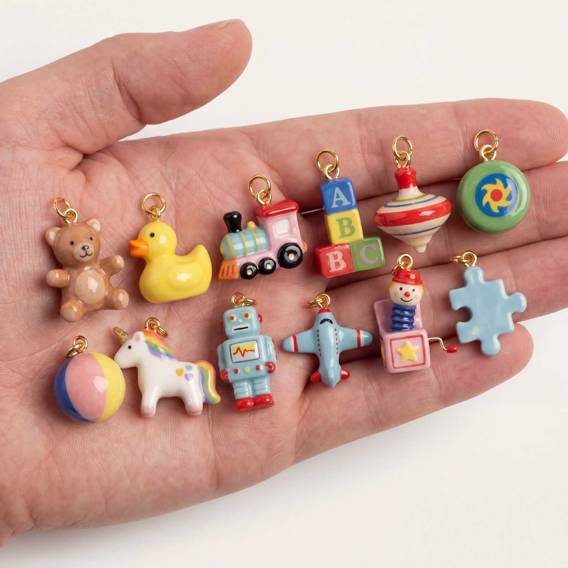 Mignon petit ours et canard bâtiment pendentif ornement