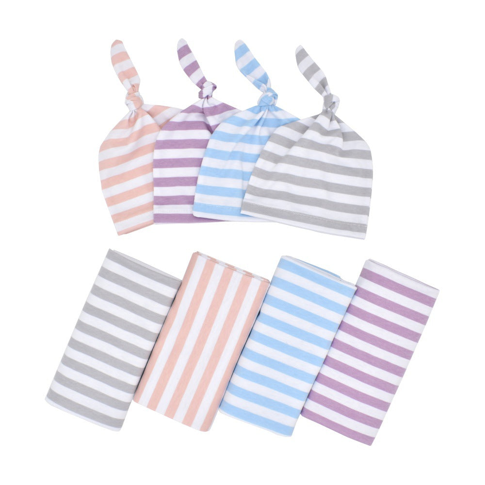 Nouveau-né Rayon Stripe Gro-bag Bonnet 2 pièces