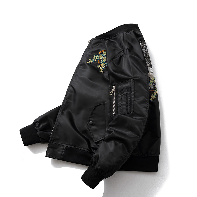 Style national Retro Auspicious Dragon Brodery Veste Hommes Bomber Manteau