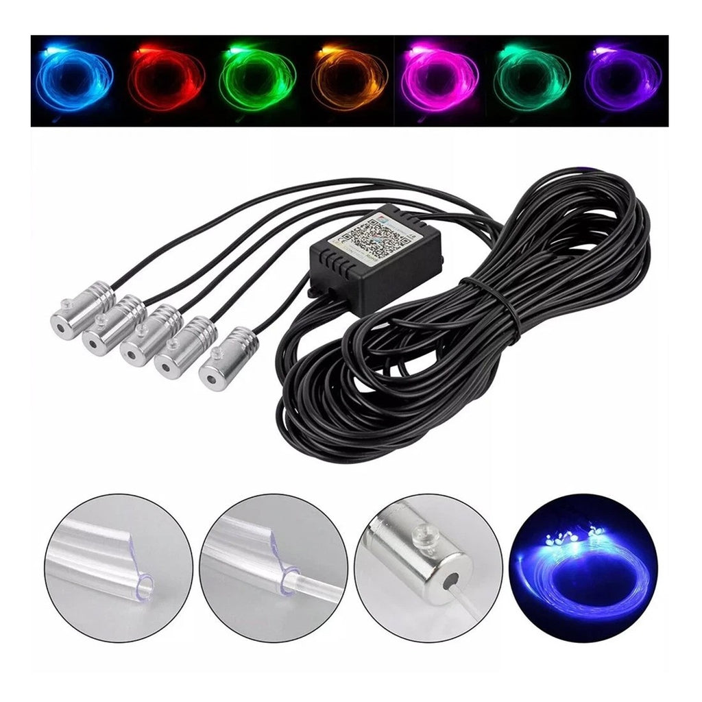 APP Contrôle 5-In-1 RGB LED intérieur bande lumineuse voiture ambiante éclairage d'atmosphère
