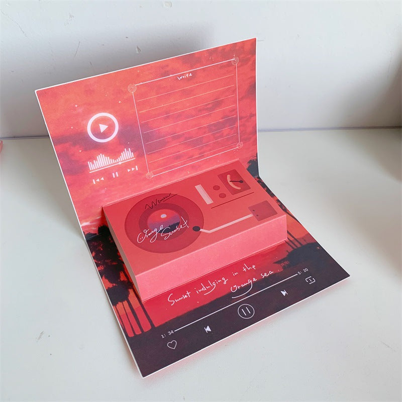Phonograph cadeau d'anniversaire Cartes de voeux stéréoscopiques créatives