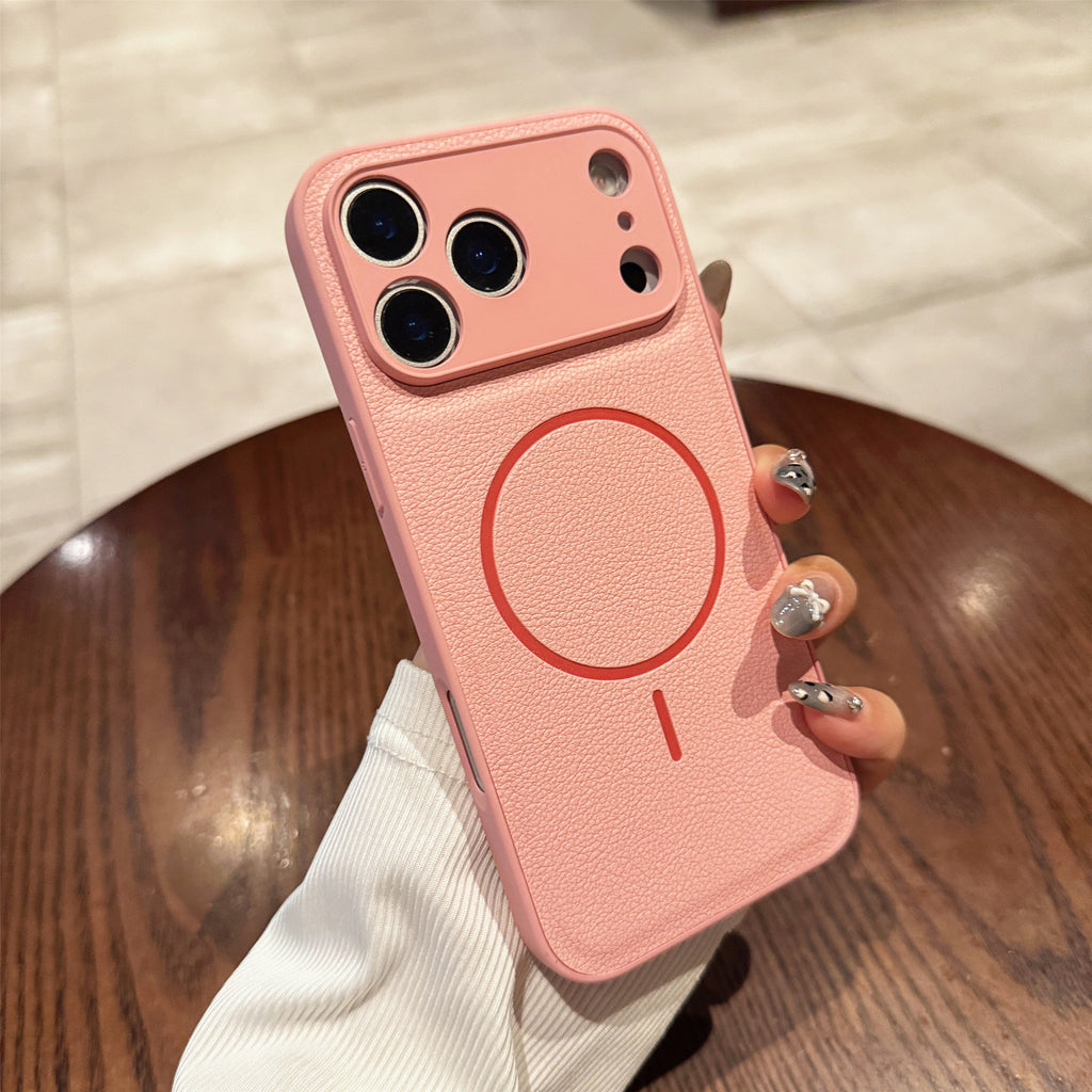 Aspiration magnétique Fine Circle Solid Couleur Fine Trou Protective Sleeve Phone Case
