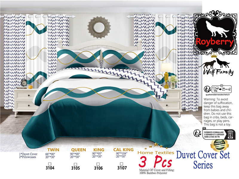 3-Piece Reversible Duvet Cover Set