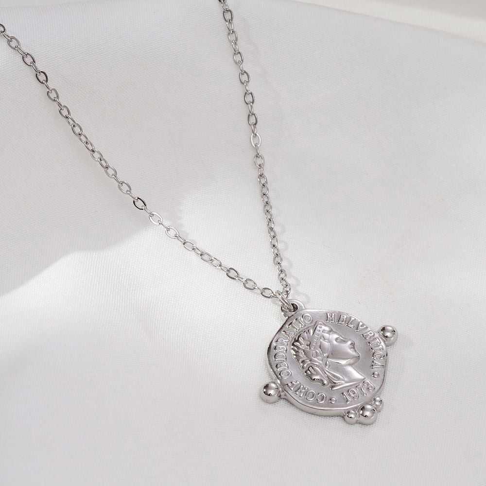 Collier vintage en acier inoxydable plaqué or géométrique