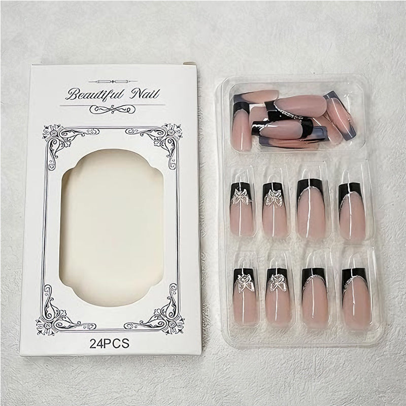 24 PCS Black P encre papillon ongles art