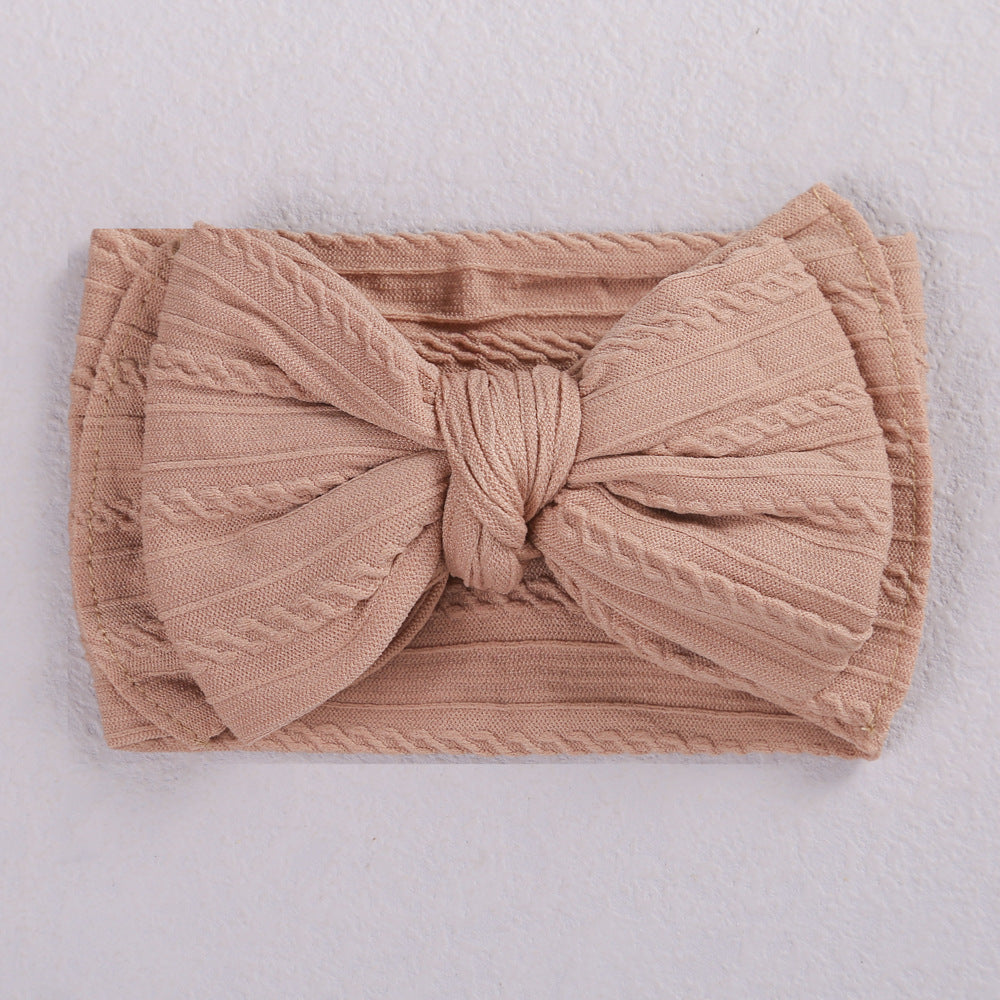 Accessoires capillaires pour enfants Jacquard Nylon Bande de cheveux Double couche Bow