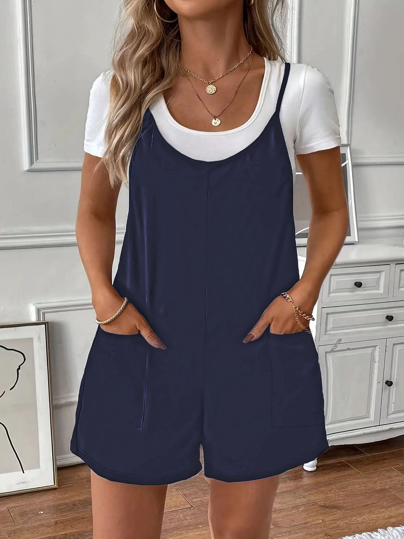 Plus-size Printemps Été Suspendu Pocketed Pocketed pour femmes