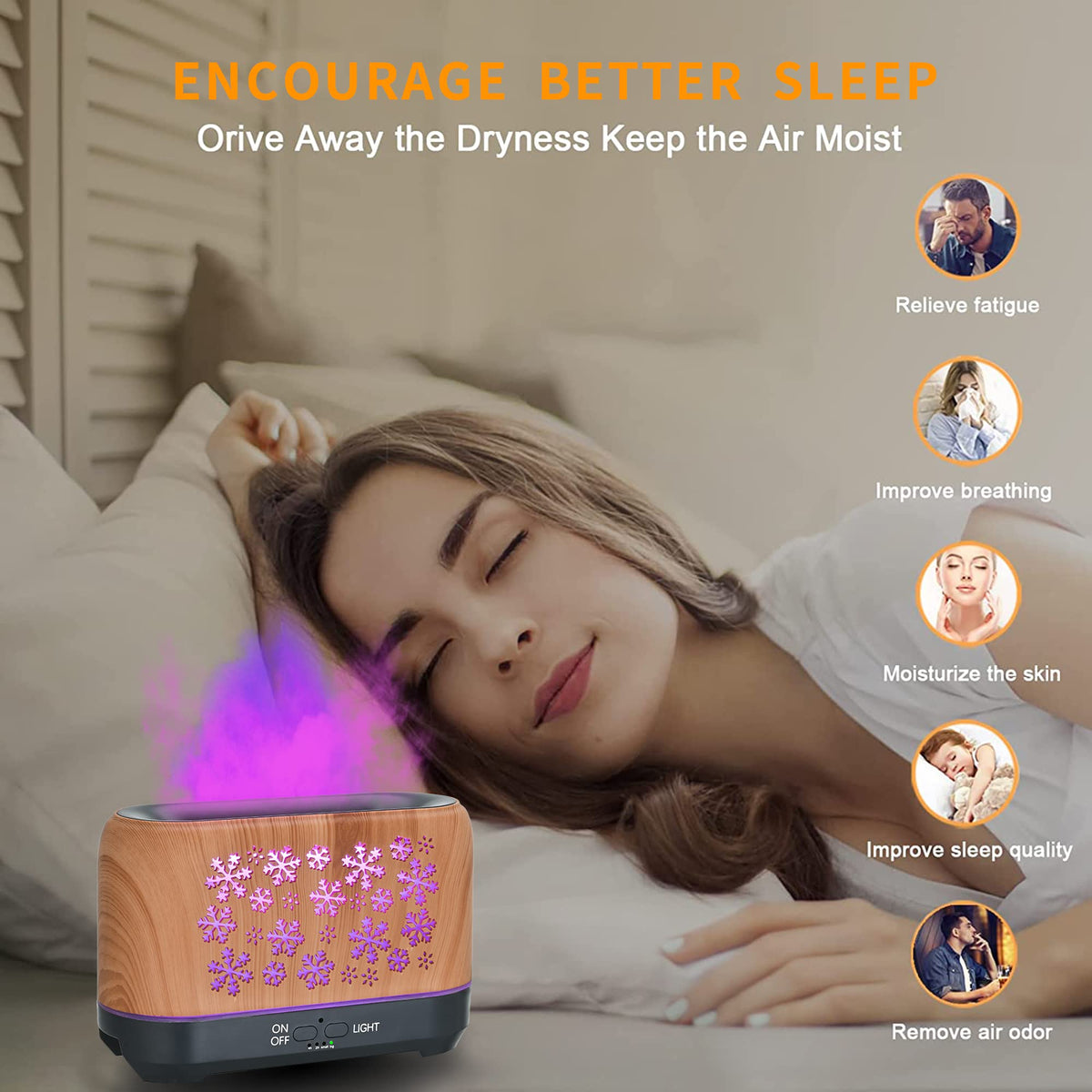 Motif de Noël flocons de neige Humidificateur ménage Aromathérapie coloré Humidificateur Atmosphe