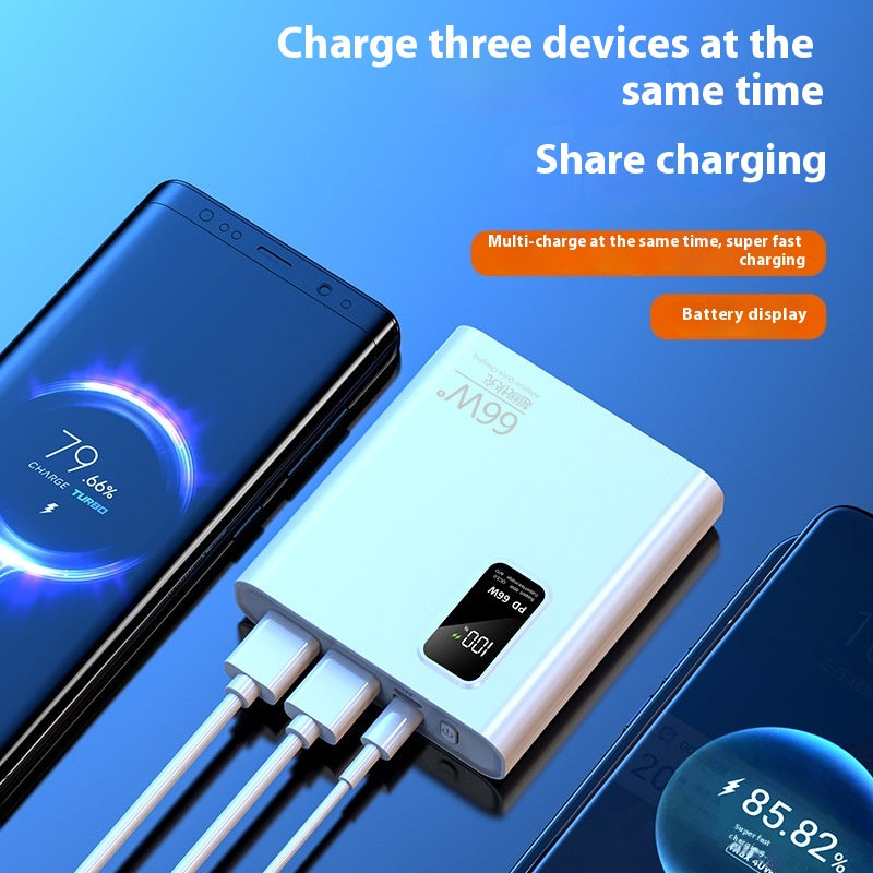 Banque d'alimentation bidirectionnelle 66W Super Fast Charge Mini affichage numérique