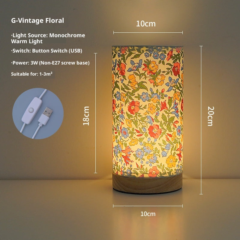 Creative Floral lampe de table tissu étude chambre dormir côté lit lampe atmosphère Remote Co