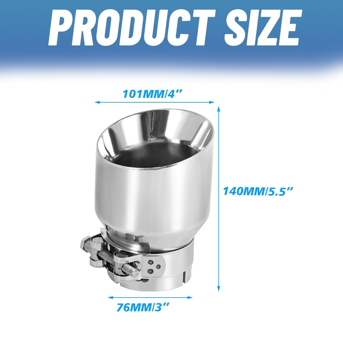 3''Inlet 4''Outlet Tailpipe Conseil d'échappement Tuyau d'échappement en acier inoxydable poli