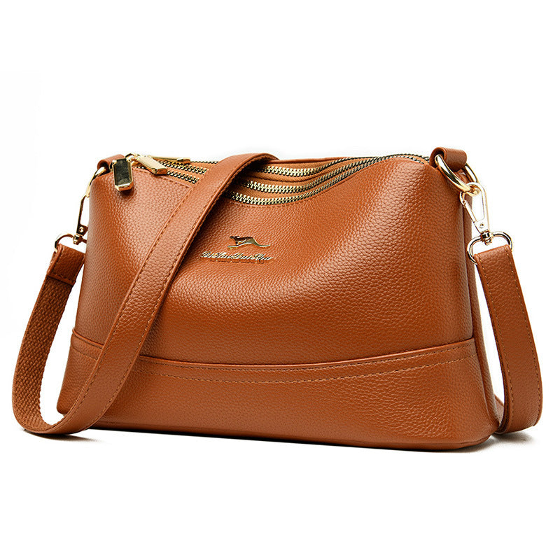Trendy Trois poches Mini carré épaule croix corps Soft-cuir