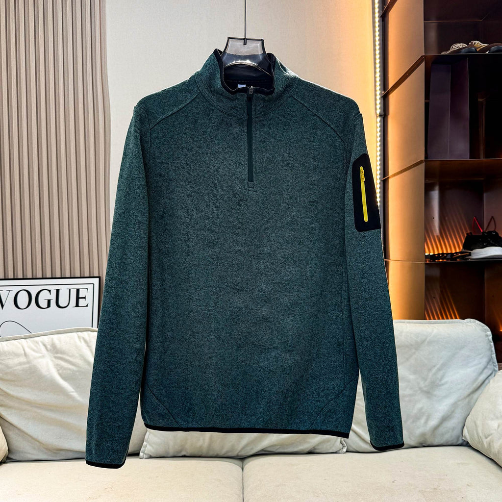 Men Quarter Zip Knit Fleece Pullover