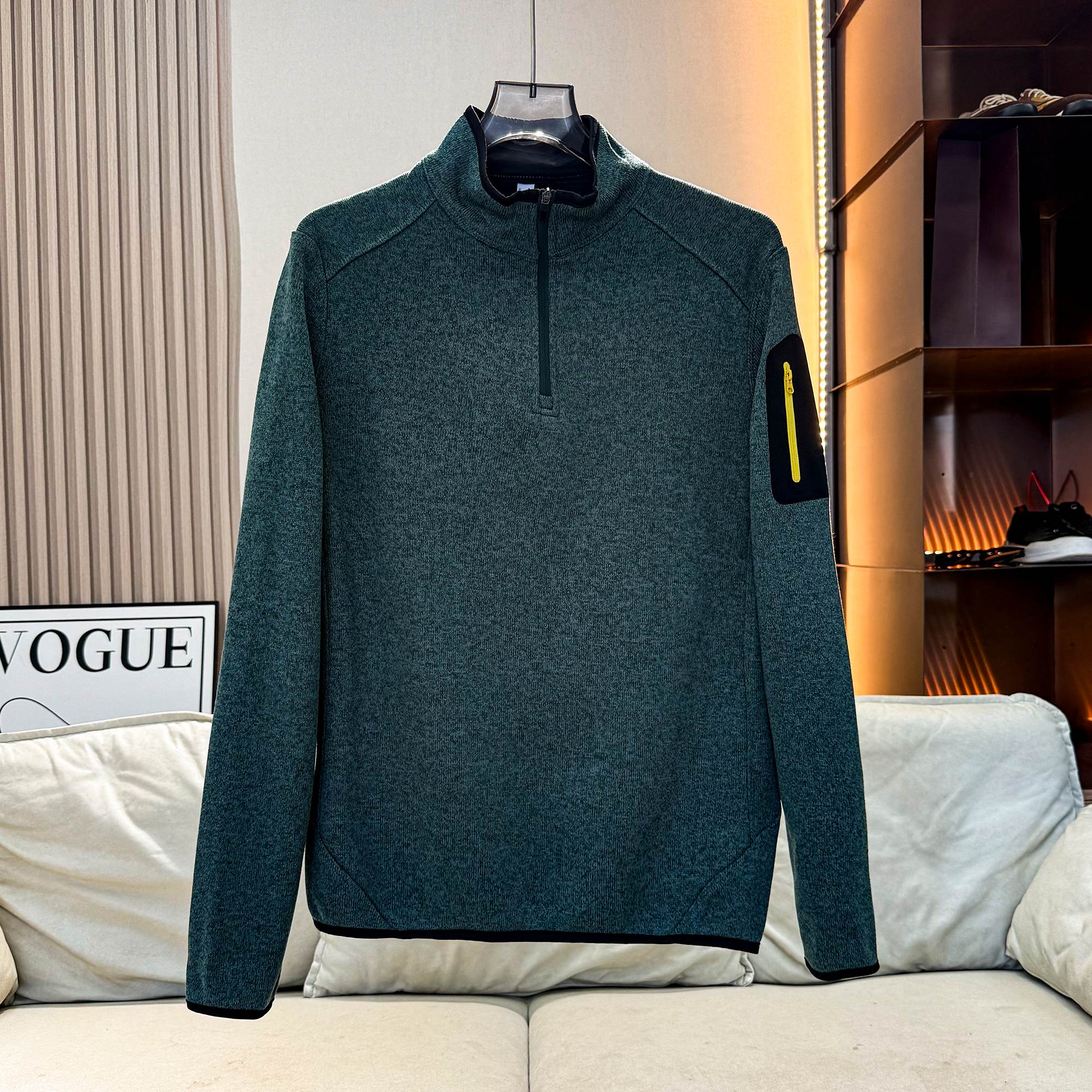 Men Quarter Zip Knit Fleece Pullover