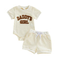Brodé DADDYS GIRL Lettre Romper avec Shorts à manches courtes ensemble à deux pièces