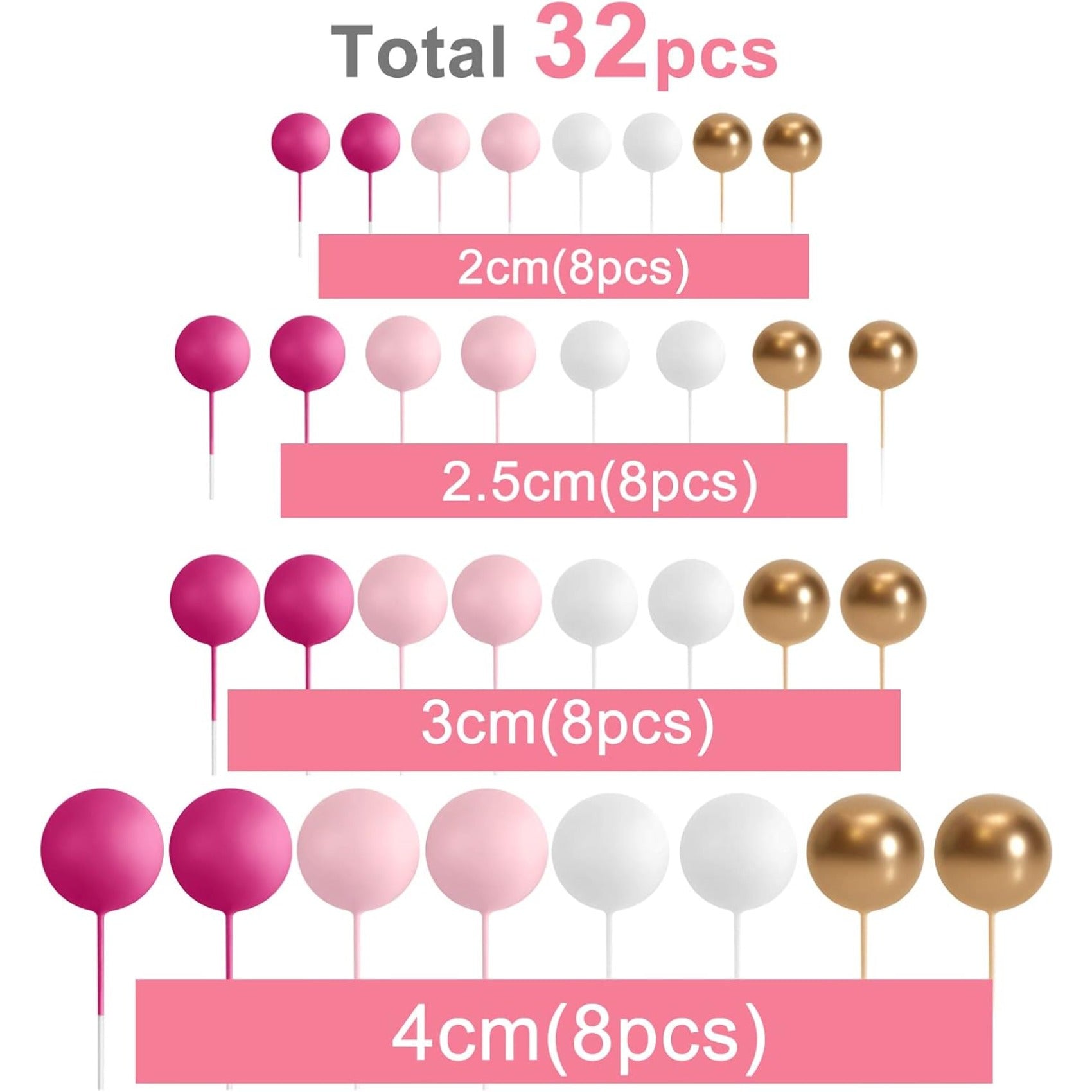 Ensemble de 32 perles décoratives – perles colorées en rose