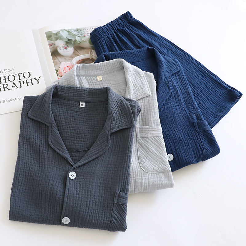 MUJI-style japonais-héritage Crepe à manches courtes Pajama Set avec shorts