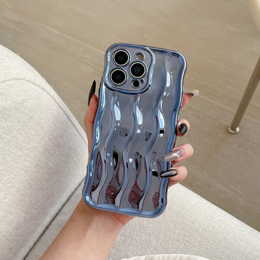 Applicable Electroplating 3-dimensional Wave Stripe Phone Case Protection anti-goutte