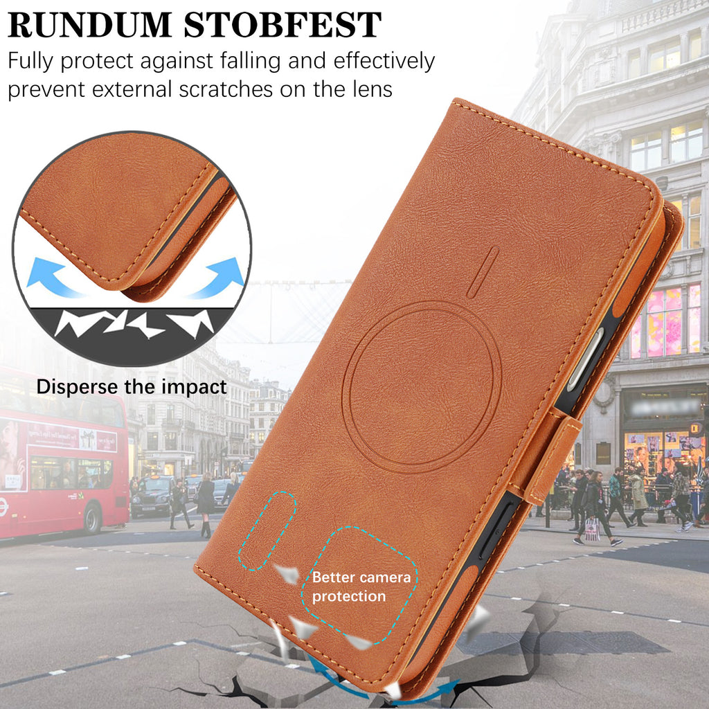Coque de téléphone en cuir magnétique sans fil