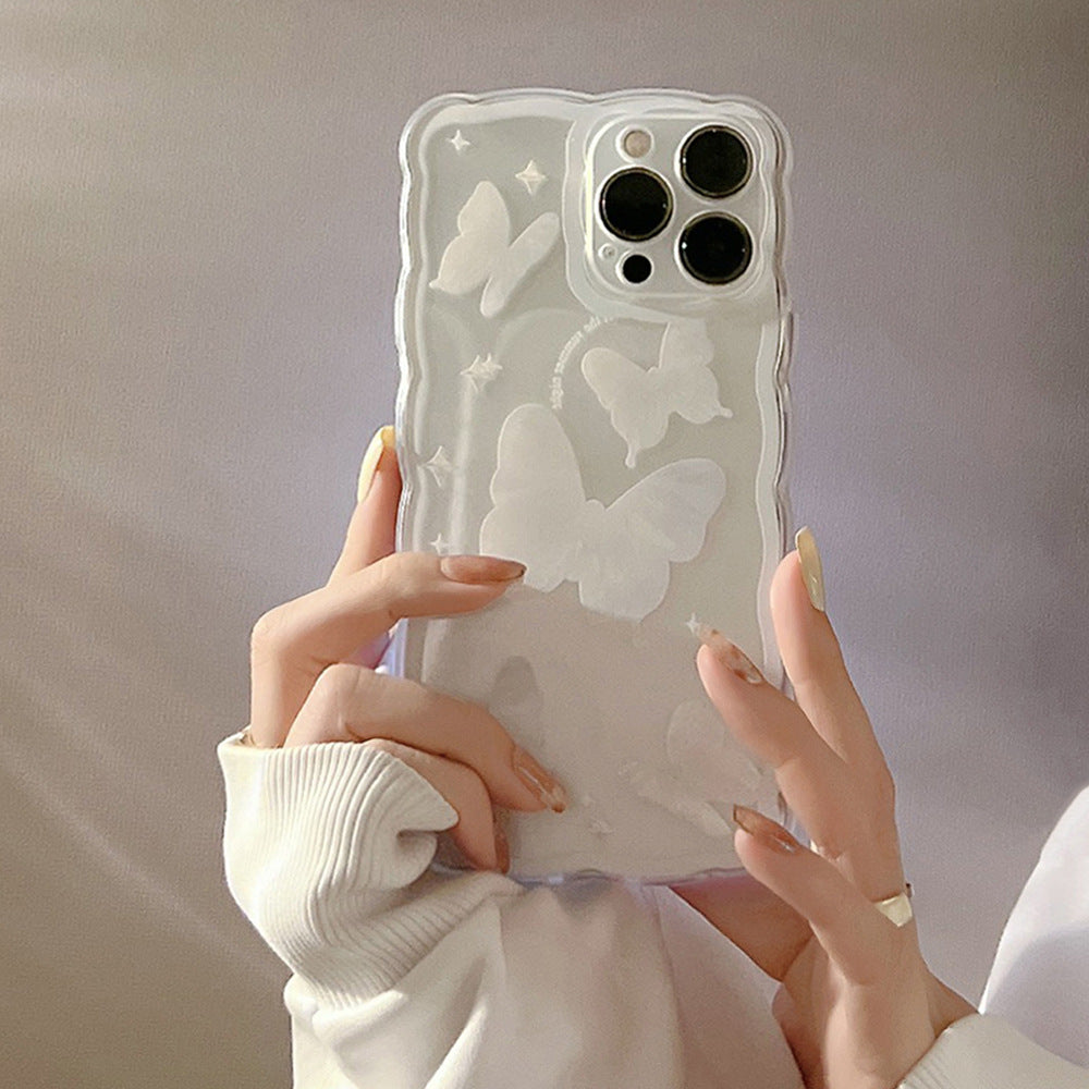 Simple Butterfly moderne affaire téléphonique transparente pour les femmes