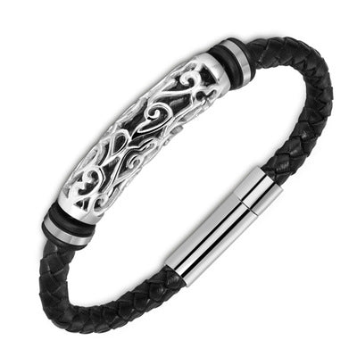 Bracelet en cuir en acier inoxydable punk