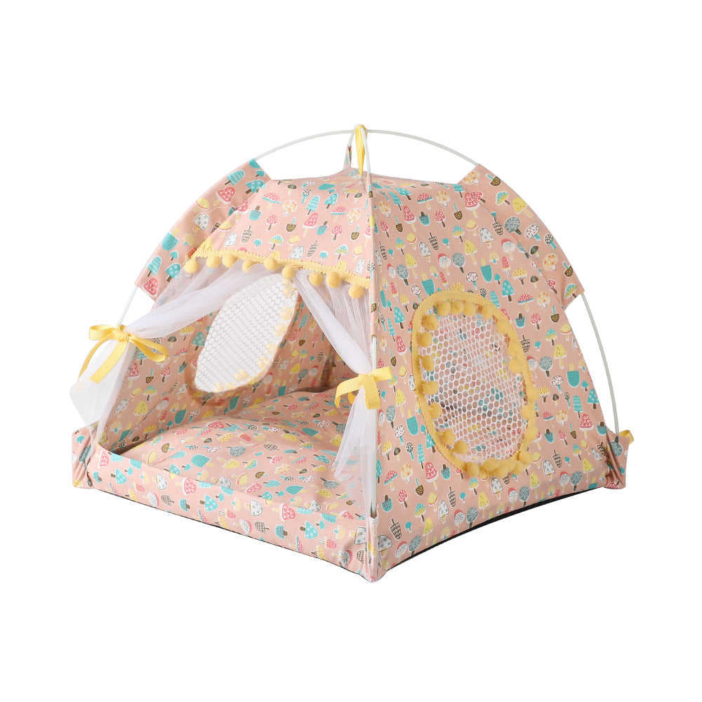 Chat Litter Kennel Été Maison semi-fermée Mat Mat