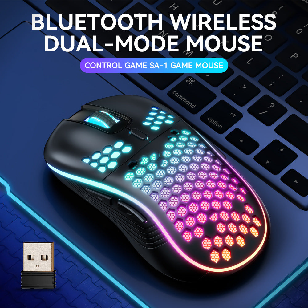 SA-1 Dual Mode Honeycomb Shell RGB sans fil Bluetooth Computer Gaming Mouse