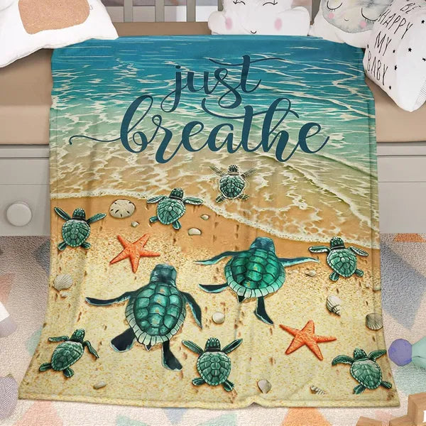 Tortue de mer Blanket flannal pour les adolescents Garçons Hommes Beaucoup de modèle de tortue de mer Blanket Soft F
