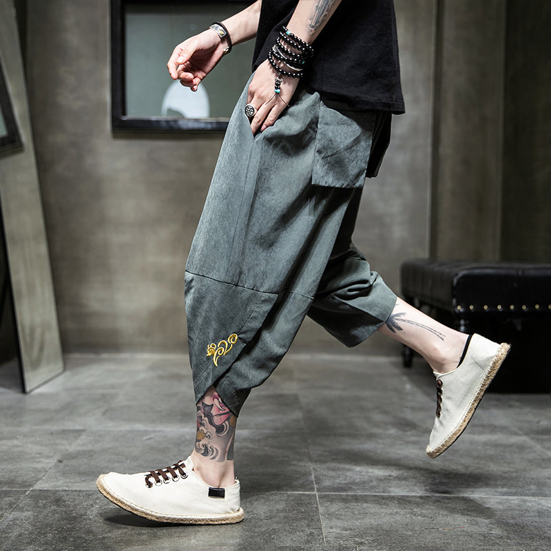 Pantalon casual en soie de glace Pantalon Harem