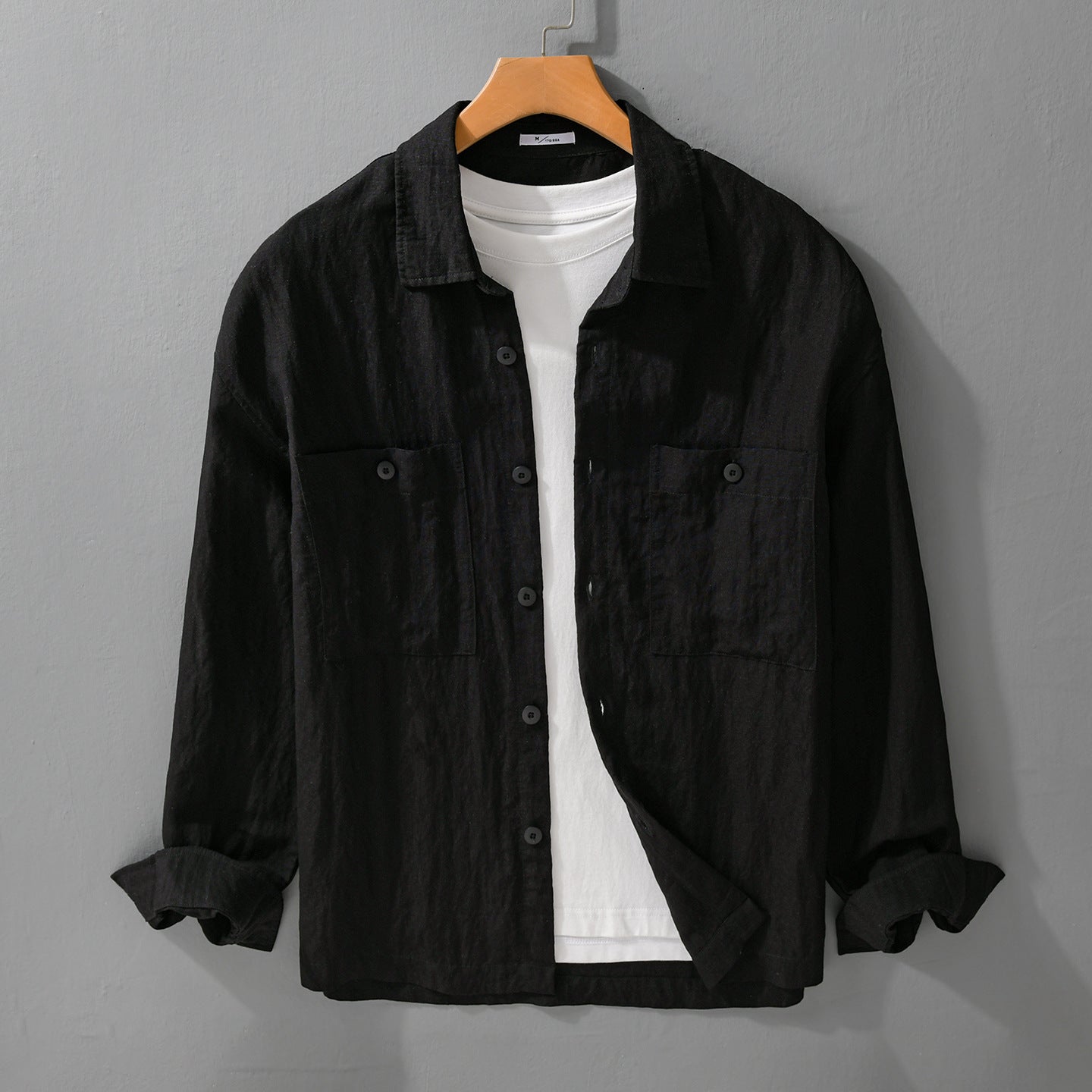 Chemise en lin manches longues pour hommes Blouse détendue