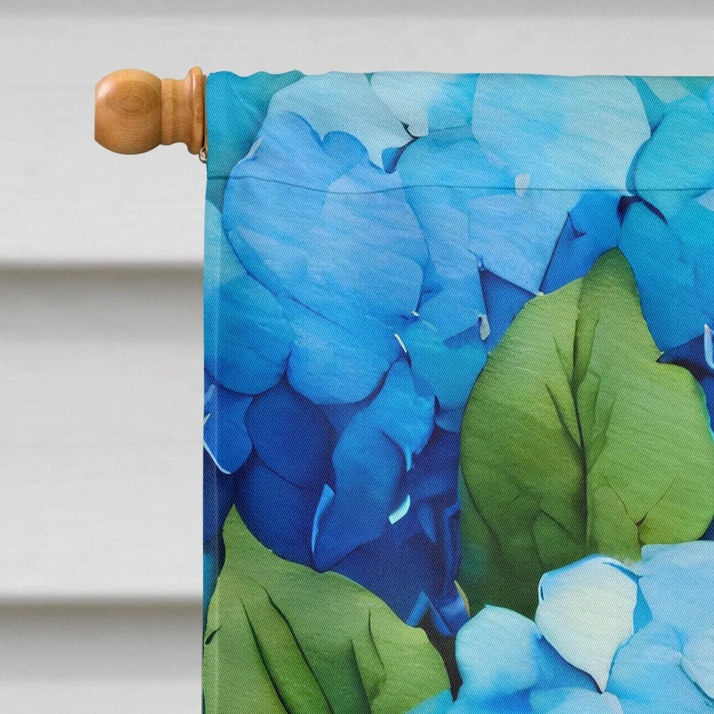 Hydrangeas en Aquarelle Maison Drapeau Grand Porc Manches Pole décoratif extérieur Bannière