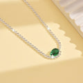 Chaîne simple et fraîche de goutte d'eau verte Zircon