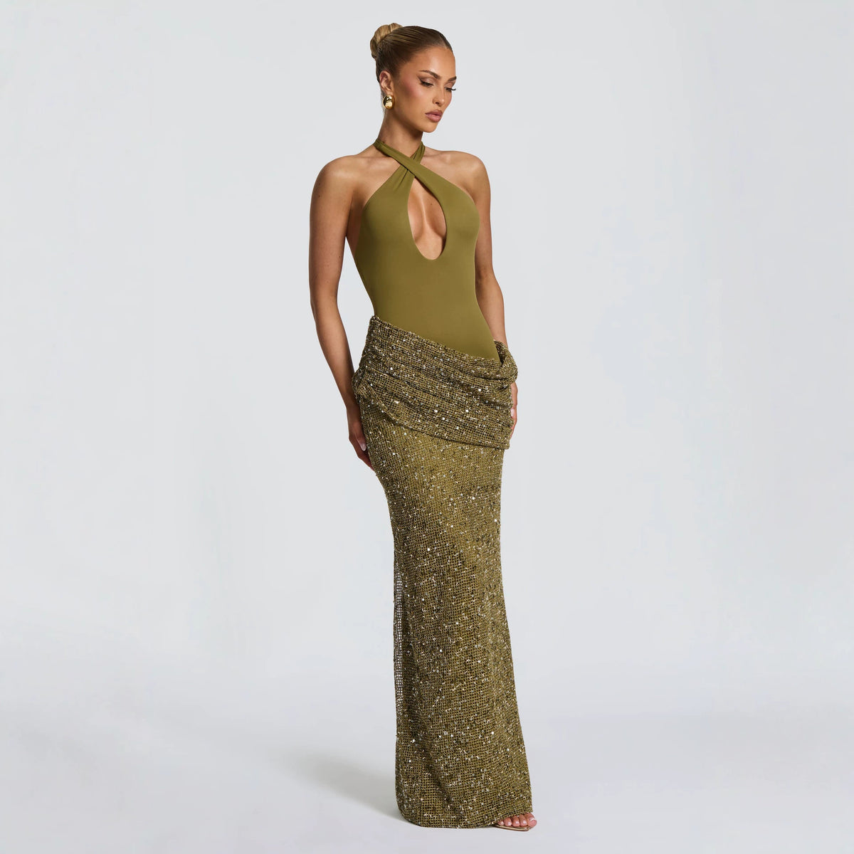 Women's halter neck backless maxi dress