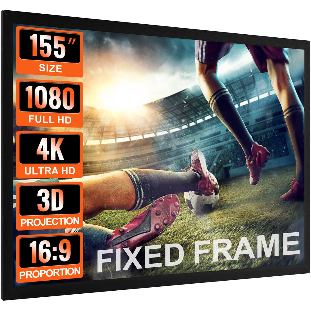 Écran de projecteur Cadre fixe 155inch Écran de projecteur 16:9 4K écran de film HD mur monté