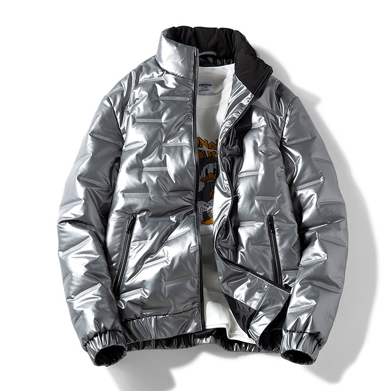 Plus-taille chaude hiver porter brillant épais coton manteau