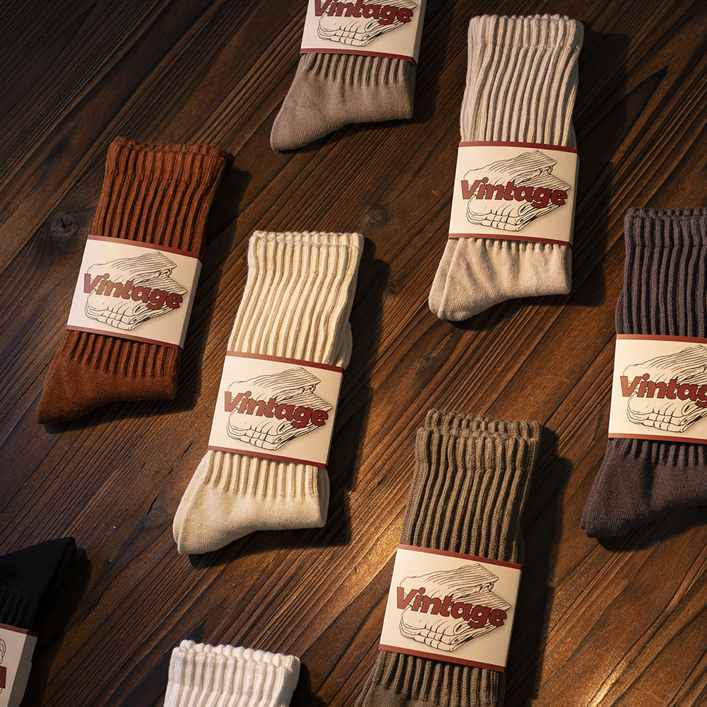 Chaussettes longues américaines Retro style japonais pour homme