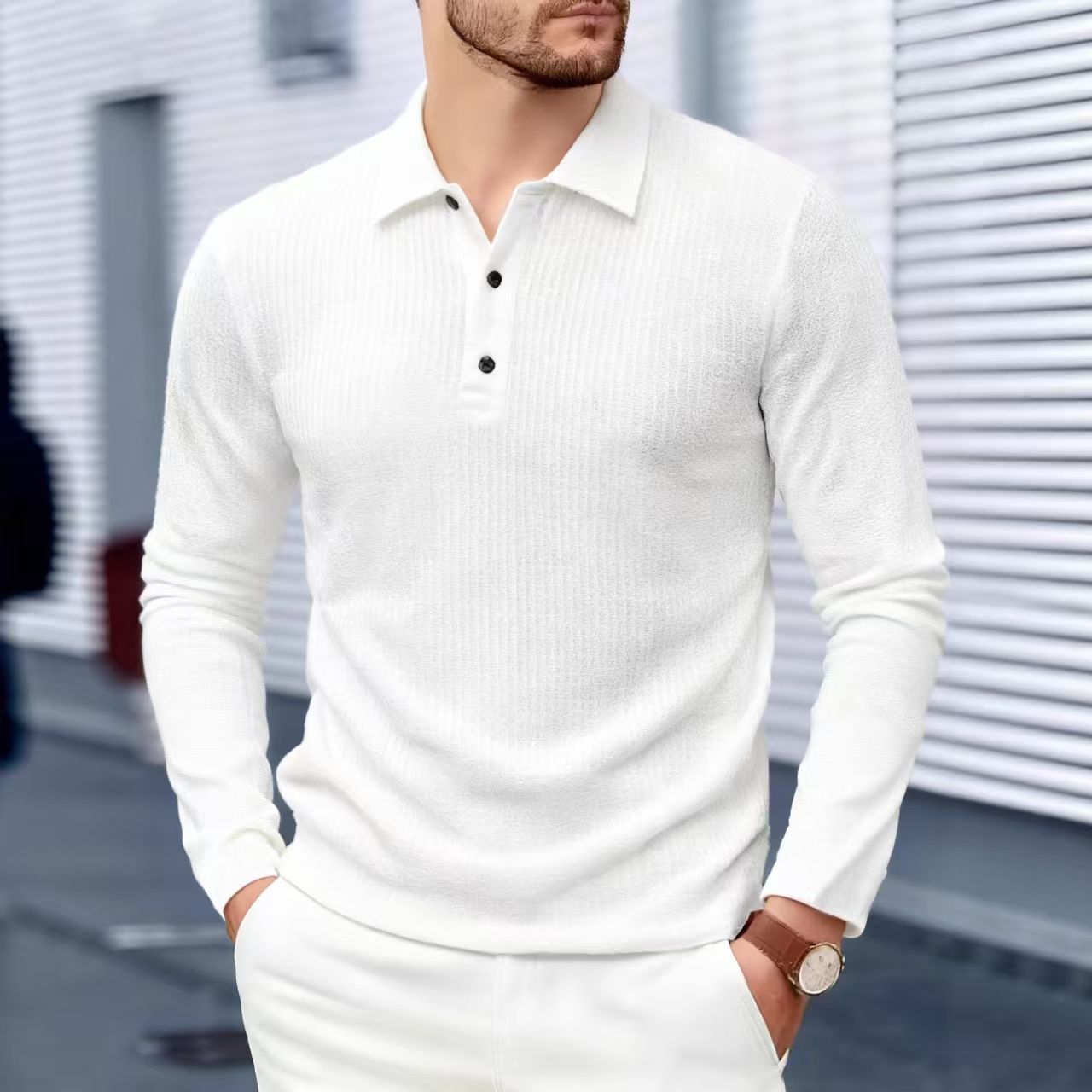 Chemise Polo casual homme à manches longues