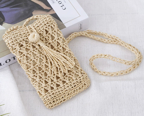Sac de téléphone mobile creux-off-blanc-12 * 20 *1cm-1 pièce
