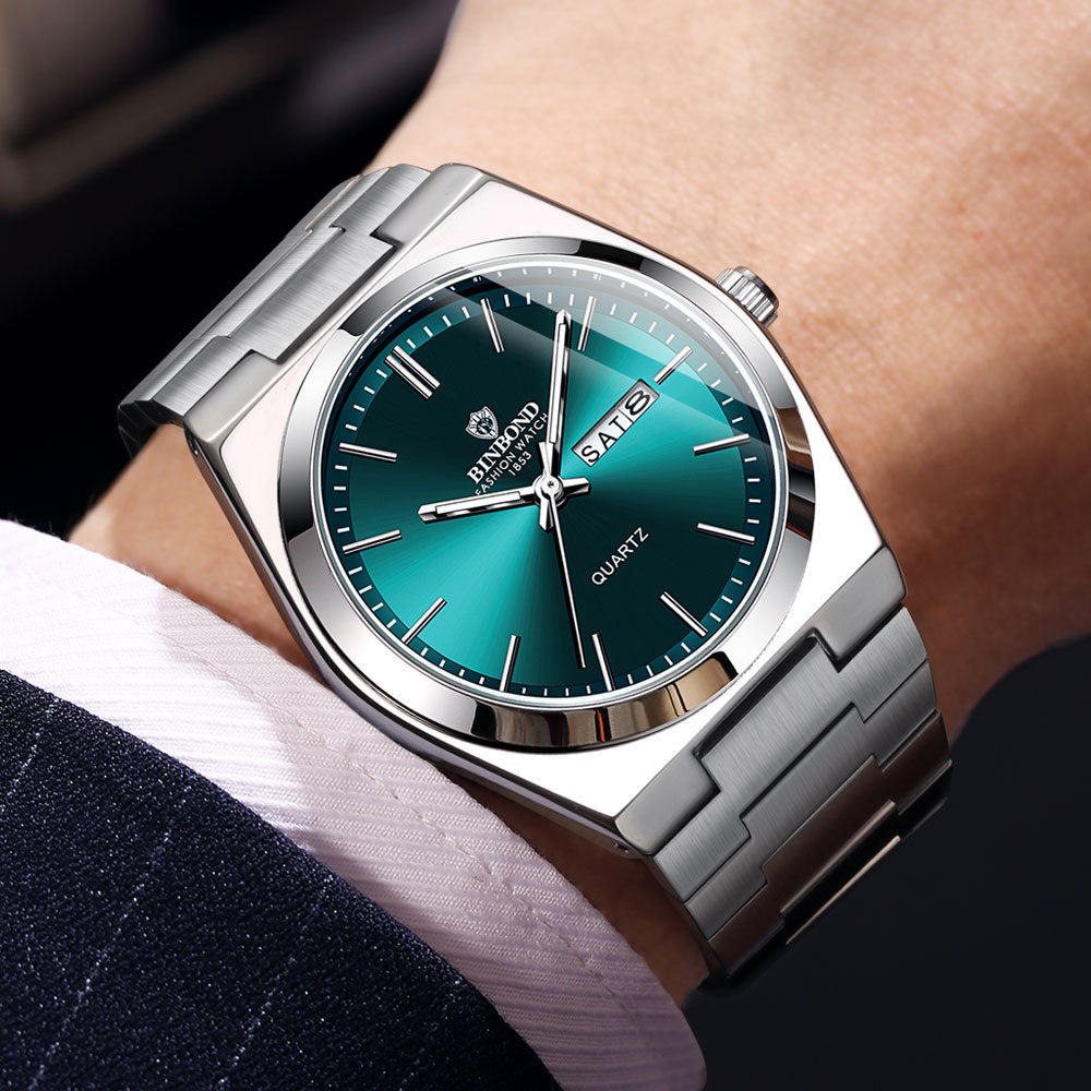 Mode acier inoxydable boucle hommes affaires Casual Quartz montre