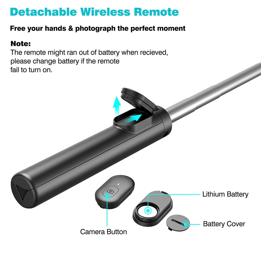 Extendable Selfie Stick Tripod with Wireless Remote Phone Holder Cell Phone Tripod for