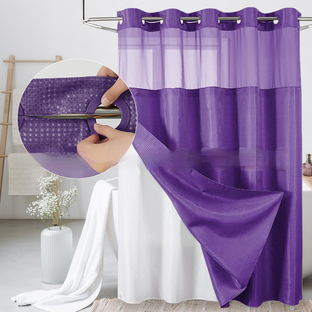 Rideau de douche à double couche en forme de gaufre, de couleur unie