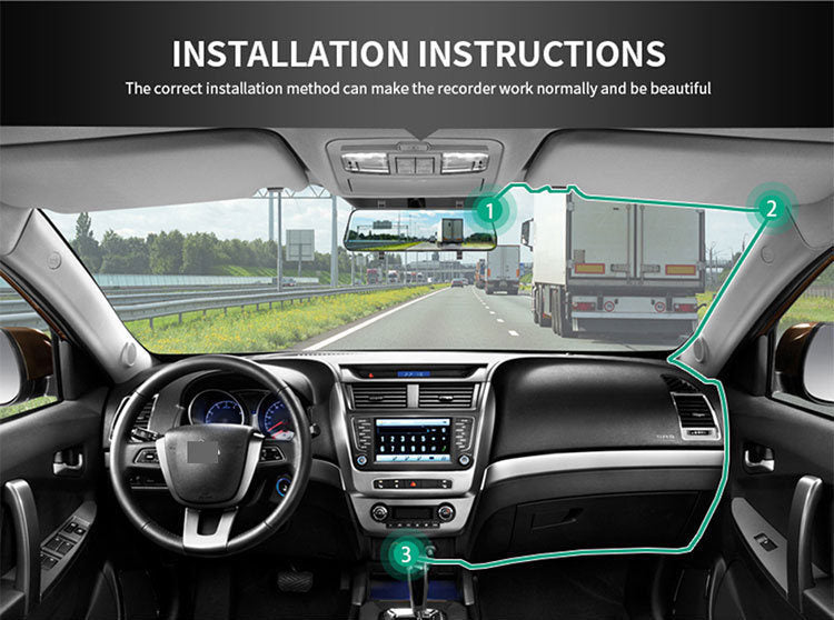 WIFI Driving Recorder Trois Lens Mobile Phone APP Interconnexion Night Vision Large Large Wide