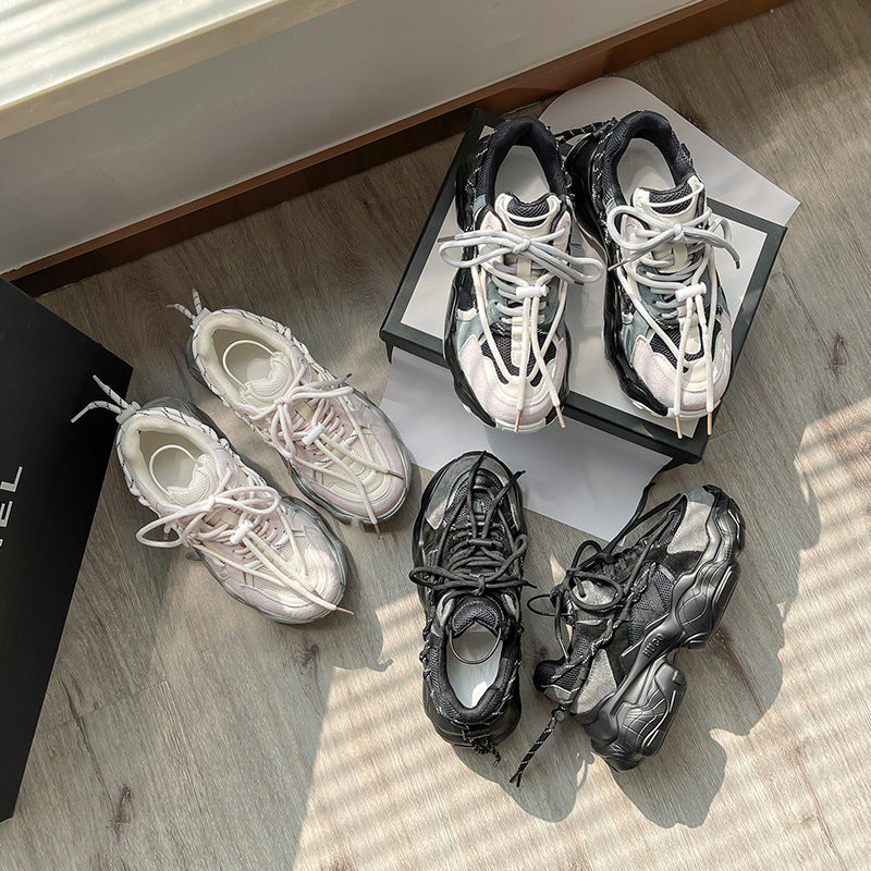 Bas épais Augmentation de la couleur matching Casual Chaussures Mesh Respirant Sports Femmes