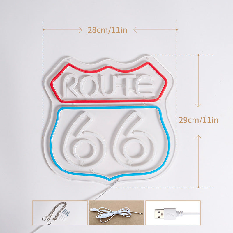 66 Highway Neon LED Glow créatif