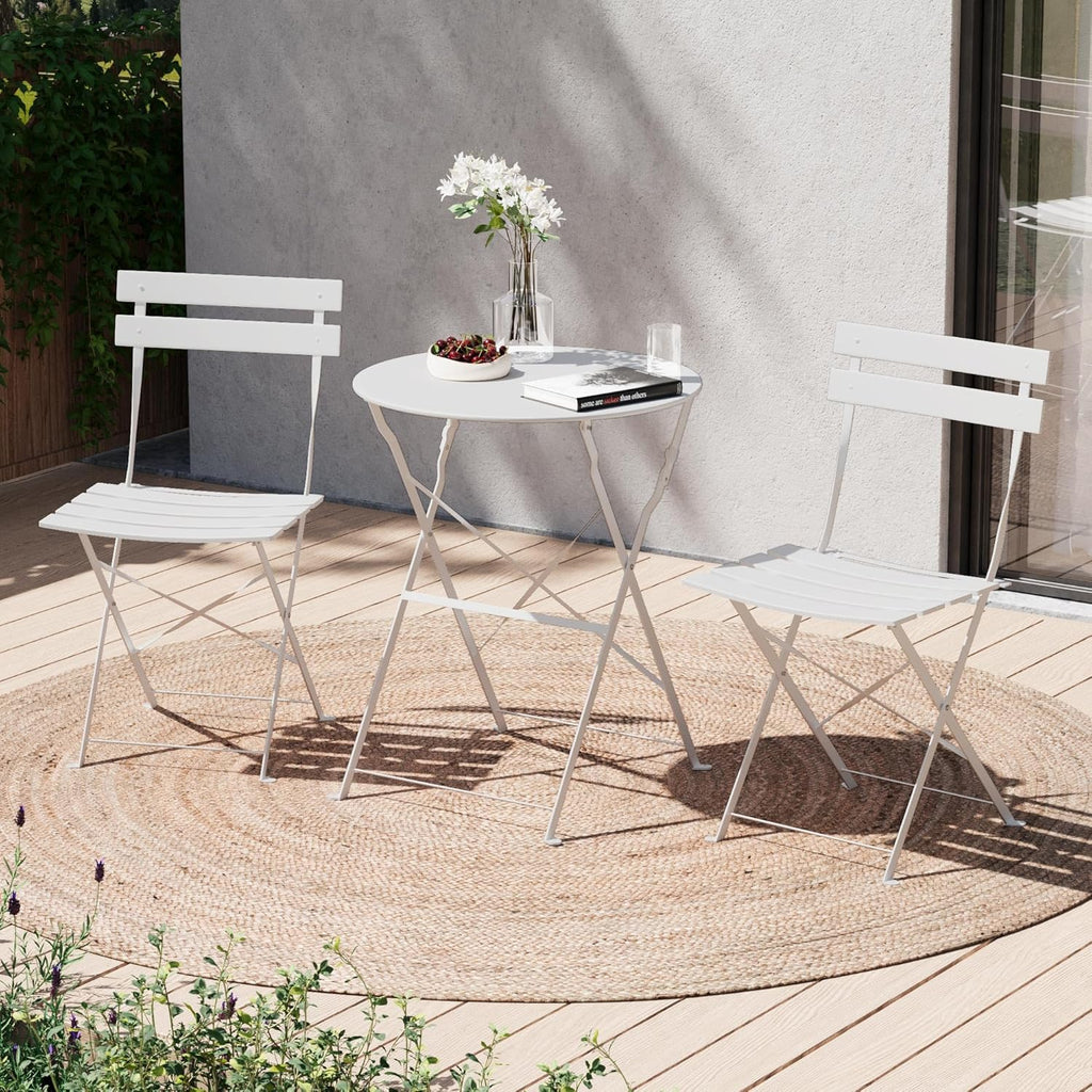 Intérieur Extérieur 3-Piece pliable Bistro Set pliant de meubles de patio extérieur 2 chaises A